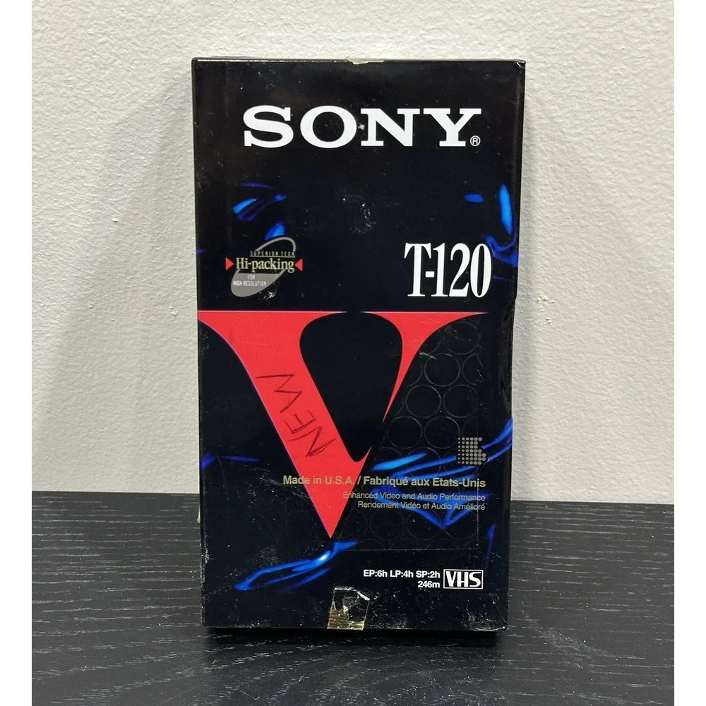 Sony T-120 Blank VHS Tape. high grade, 6 hour. New Factory Sealed